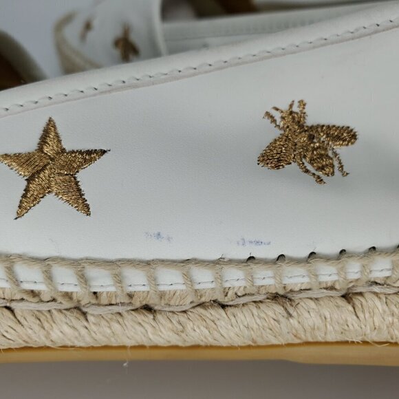 Gucci Bee & Star Embroidered Leather Espadrille Flats - Picture 4 of 8